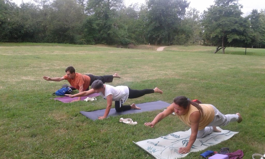 yoga class at the campsite